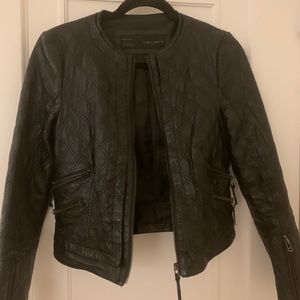 Zara Basic quilted leather jacket